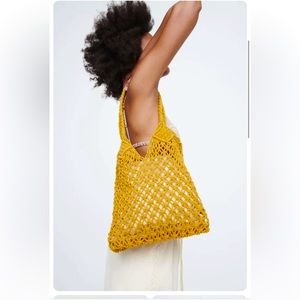 Zara Yellow Crochet Tote Bag